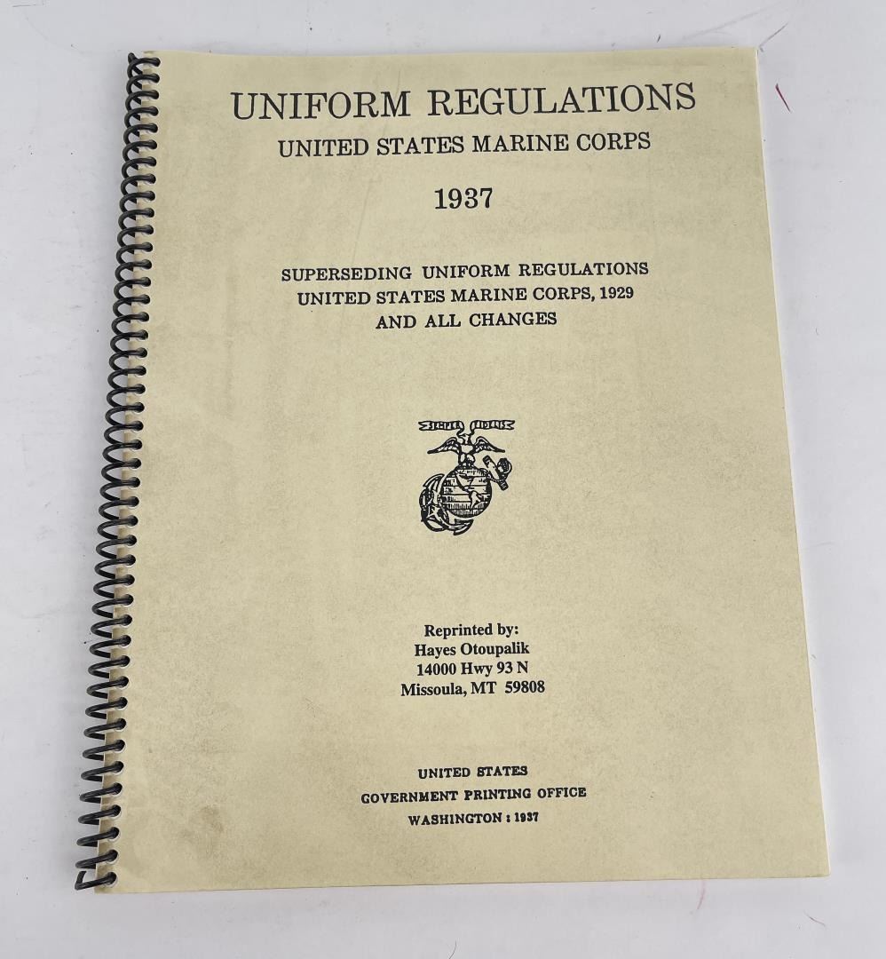 Uniform Regulations USMC 1937