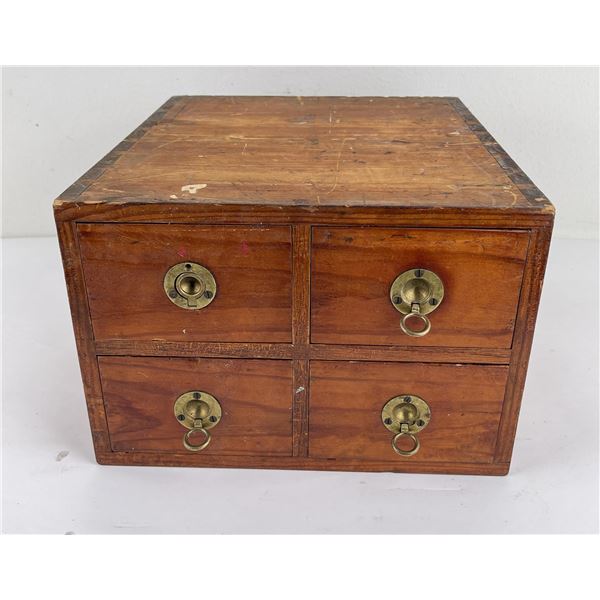 US Army 4 Drawer Wood File Cabinet