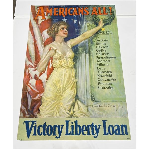 Americans All! Victory Liberty Loan Poster WW1
