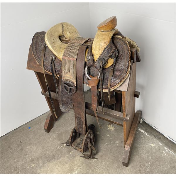 Fancy Antique Mexican Charro Cowboy Saddle