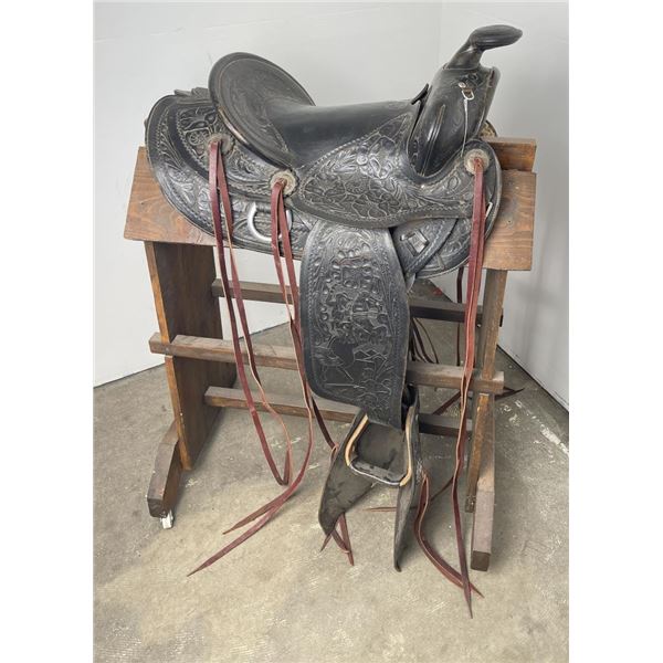 Antique JC Higgins Black Cowboy Saddle