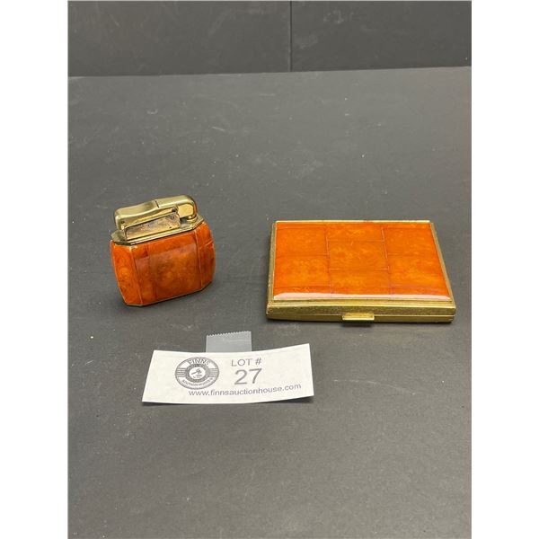 Vintage KW Cigarette Case and Lighter Set