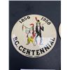 Image 2 : Lot of 2 1958 BC Centennial Badges. Large and Small