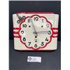 Image 1 : Porcelain Deco 8 Day Clock Red and White, As Found With Key