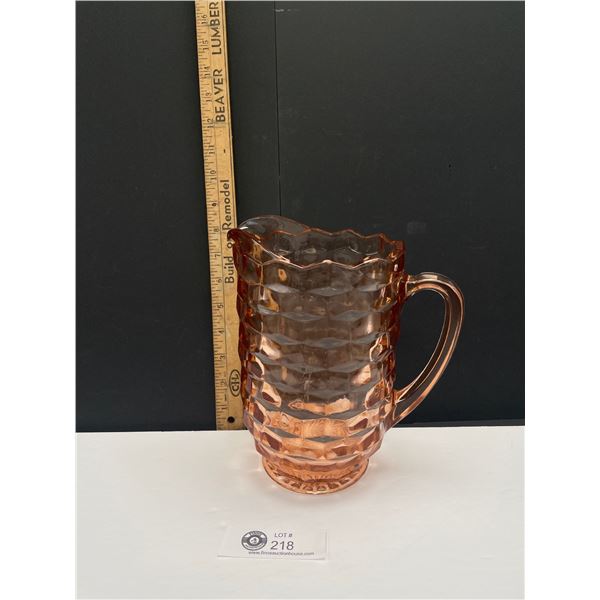 Depression Glass Pink Pitcher - Jeannette Cubecut