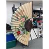 Image 1 : Large Oriental Bamboo Wall Fan, Hand Painted, Signed.