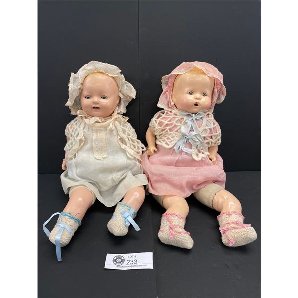 2 Old Baby Dolls As Found Stuffed Cloth Bodies