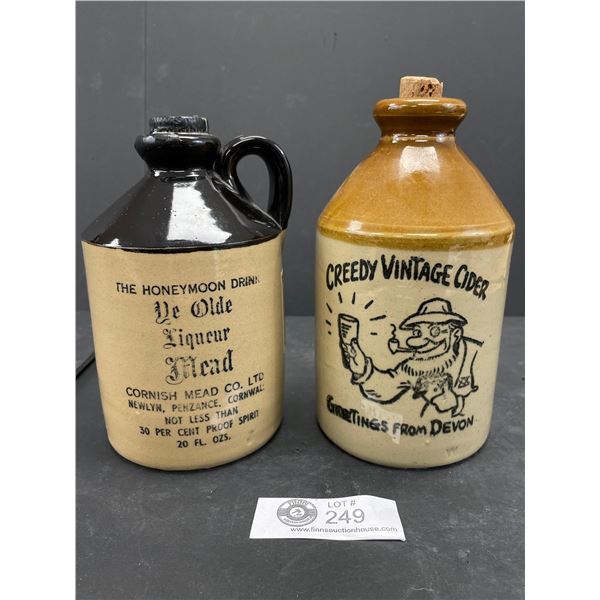 Lot of 2 Stoneware Jugs - Cornish Mead and Creedy Vintage Cider