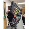 Image 1 : Large Oriental Bamboo Wall Fan, Hand Painted, Signed.