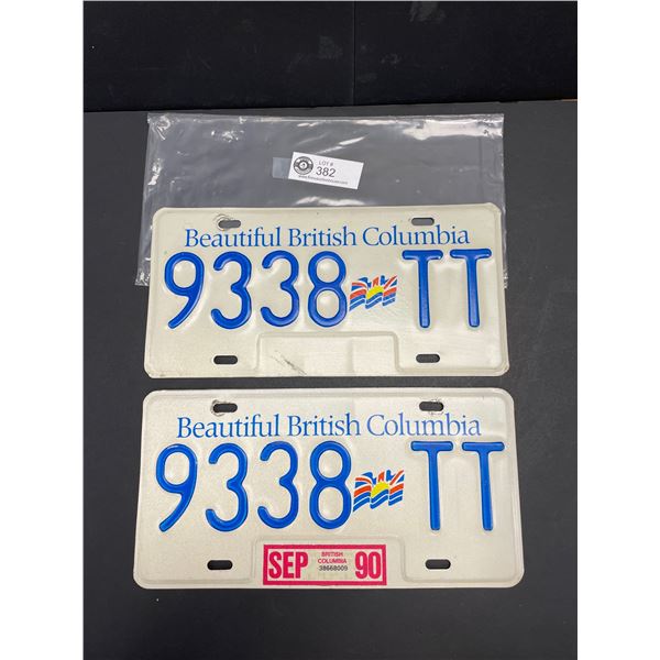 Pair of BC License Plates 1990 - Great Shape