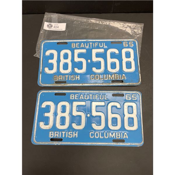 1965 Pair of BC License Plates, Great Shape