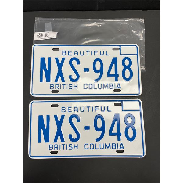 Pair of BC License Plates, Great Shape