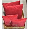 Image 1 : BOX WITH 4 DECORATIVE RED PILLOWS-TWO 18"X18"