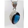 Image 2 : 6)  OVAL DARK BLUE CRYSTAL PENDANT SET IN A SILVER