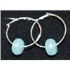 Image 1 : FACETED AQUAMARINE BEADS ON 925 SILVER HOOPS