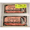 Image 2 : 2 1954 CANADIAN 2 DOLLAR BILLS