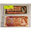 Image 2 : 1954 & 1974 CANADIAN 2 DOLLAR BILLS