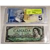 Image 2 : 1954 ONE DOLLAR BILL & 5 DOLLAR BILL, CANADIAN