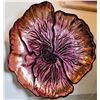 Image 1 : 19)  PINK TO COPPER FLOWER SERVING PLATTER, 15"