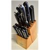 Image 1 : 19 PCS  KITCHEN KNIVES SET BUTCHER WOODED BLOCK