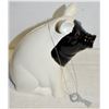 Image 1 : PIG PIGGY BANK WITH KEY, SITTING WHITE PIG
