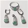 Image 1 : BZ802-36 SILVER EMERALD RING PENDANT & EARRINGSET