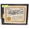 Image 1 : FRAMED GOLD MINE SHARE W/ VIAL OF GOLD FLAKES