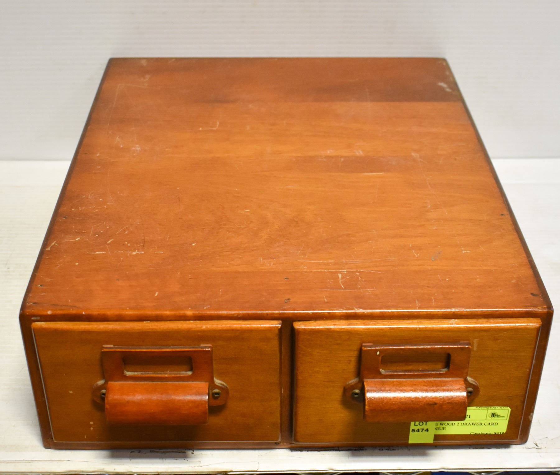 ANTIQUE WOOD 2 DRAWER CARD CATALOGUE