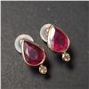 BZ802-32 14K  RUBY(2.9CT) DIAMOND(0.1CT) EARRINGS