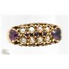 Image 2 : 15K YELLOW GOLD ANTIQUE RUBY AND PEARL RING SZ 6.5