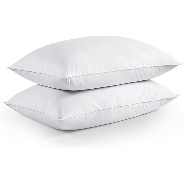 NEW SET OF 2 KING SIZE DUCK DOWN & FEATHER PILLOW