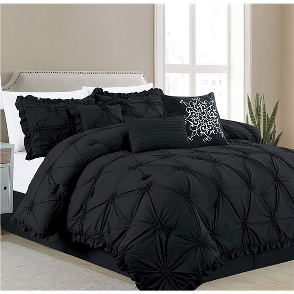 NEW CASA PLATINO KING SIZE 7 PIECE COMFORTER SET