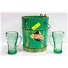 Image 1 : ANTIQUE WOOD PAIL AND COKE GLASSES TOGETHER