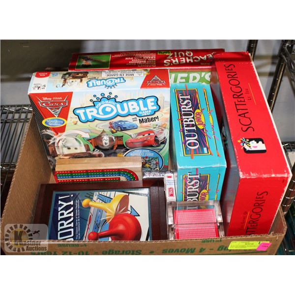 BOX OF GAMES, PUZZLES, CARDS, ETC. INCLUDING