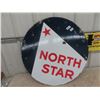 Image 1 : Vintage - Early 2 Sided Porc North Star  Sign w Green Stars- 30"RD