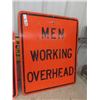 Image 3 : 2 Metal Construction Signs 1) Road CLosed Sign 24" x 27" & 1) Men Working Overhead 24" x 29"