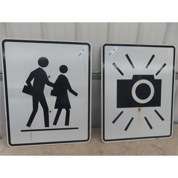 2 Metal Traffic Signs 1) Photo Radar 24" x 47" & 1) School Zone 24" x 30"