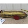 Image 2 : 1920 Buffalo Silver Bullet Pressed Metal Racecar with pull out wind up working gold in color 26" lon