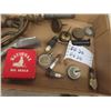 Image 3 : Buckeye Brass Fuel Nozzle, Oil Squirt Can, Esso Cap, Vintage Spark Plugs