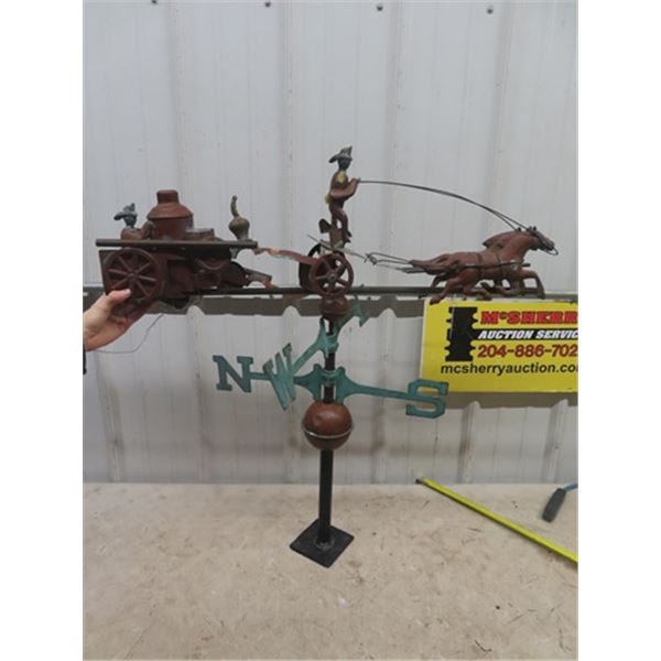 Vintage Copper Folk Art Wind Vane 40"x30" Could use some Sanding but really Cool