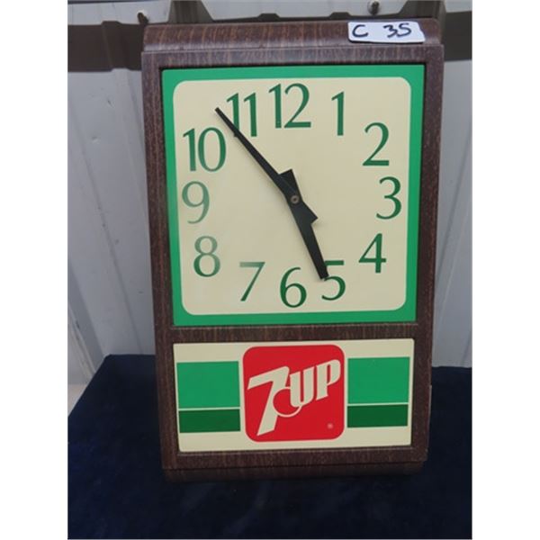Plastic 7up Clock 11"x19"