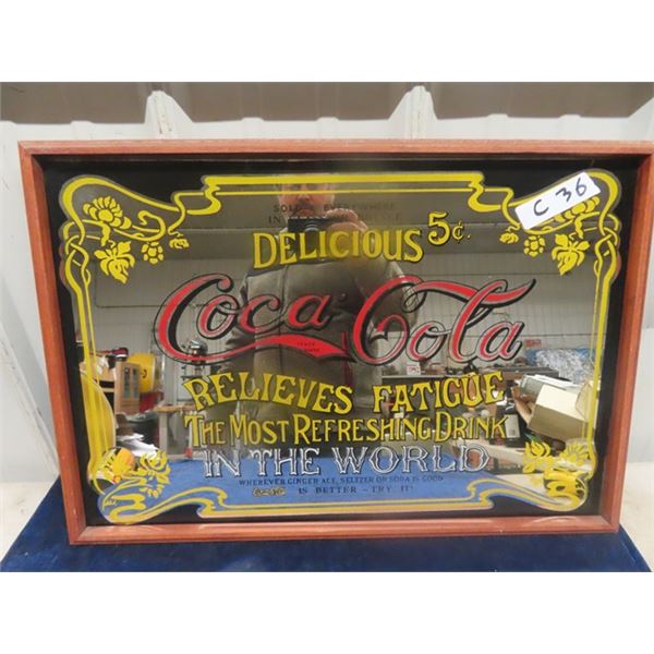Mirrored Coca-Cola Advertising 16"22.5"