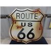 Image 1 : (ov)Metal Embossed Route 66 Shield Sign 24"x24"