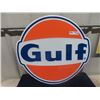 Image 1 : (ov)Metal Embossed Gulf Sign 24" Round Modern Mint