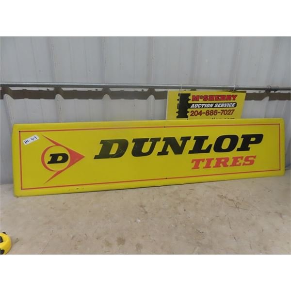 Vintage Metal Embossed Dunlop Tires Sign 14"x60"