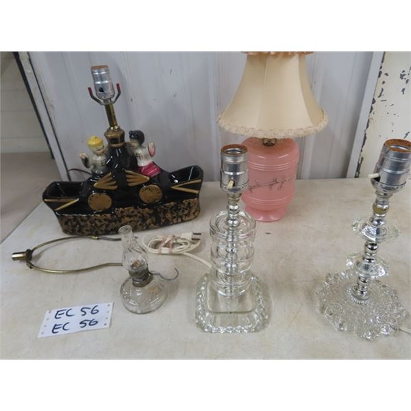 5 Glass & Porc Lamps