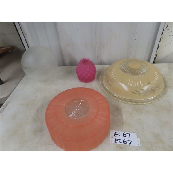 4 Vintage Glass Light Fixtures