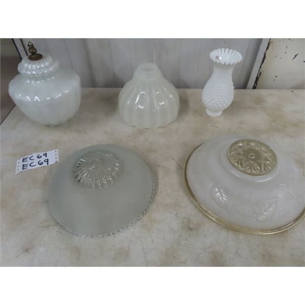 5 Vintage Glass Light Fixtures