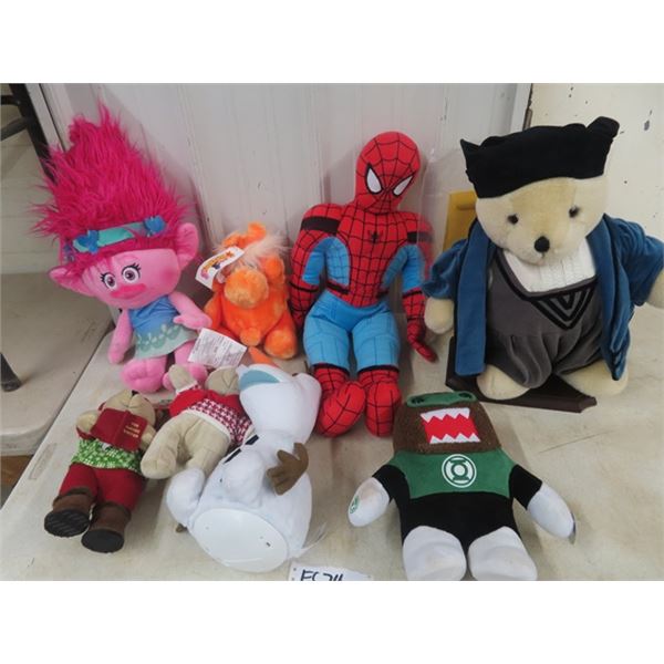 8 Plush Toys, Spiderman, Frozen, Kodak Kritters, Bears Plus More!