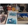 Image 1 : 3 Framed Pictures & Tapestry 34"x18"
